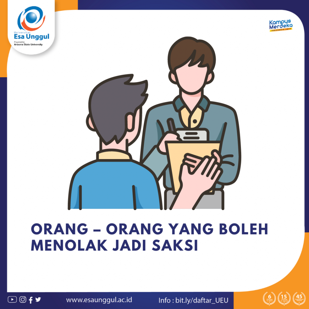 Orang – Orang Yang Boleh Menolak Jadi Saksi - Fakultas Hukum